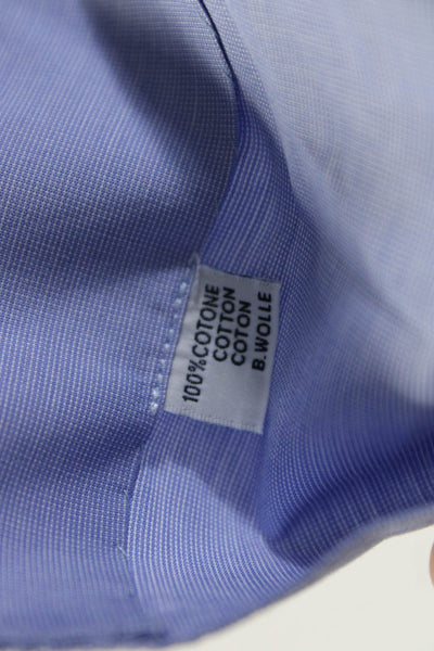 Napoli Mens Cotton Buttoned Long Sleeve Collared Dress Shirt Blue Size EUR42