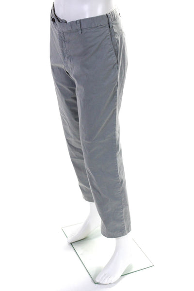 David Cenci Mens Cotton Buttoned Slim Straight Leg Casual Pants Gray Size EUR52