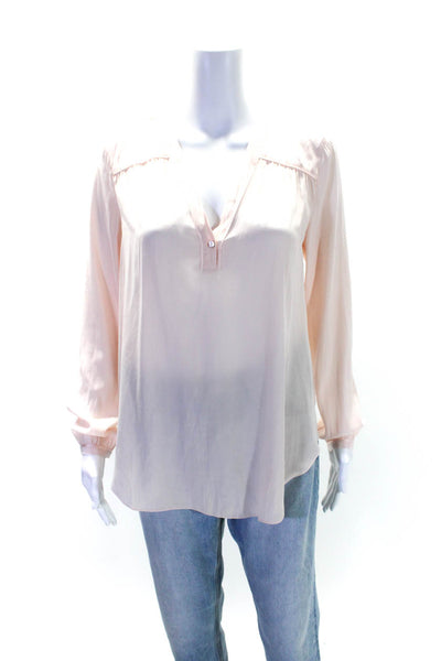 Calypso Saint Barth Women's Long Sleeves High Low Hem Blouse Pink Size XS