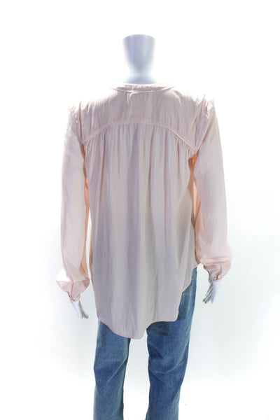 Calypso Saint Barth Women's Long Sleeves High Low Hem Blouse Pink Size XS