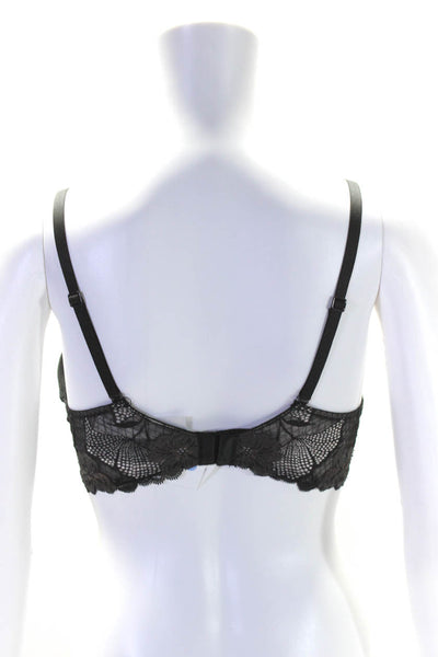 Calvin Klein Women's Lace Trim Full Coverage Wireless Bra Black Sz M