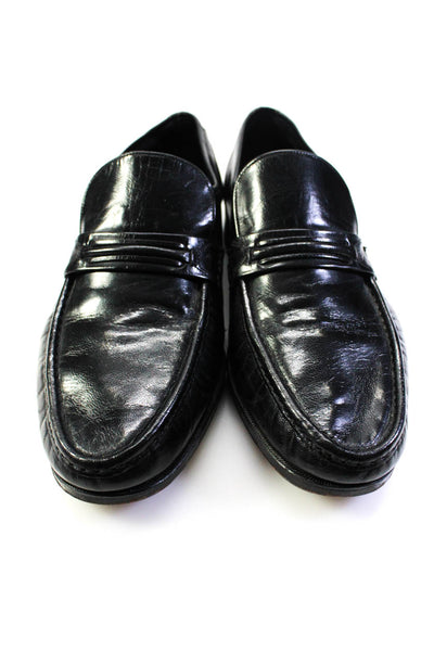 Florsheim Mens Black Leather Slip On Flats Loafer Shoes Size 10.5