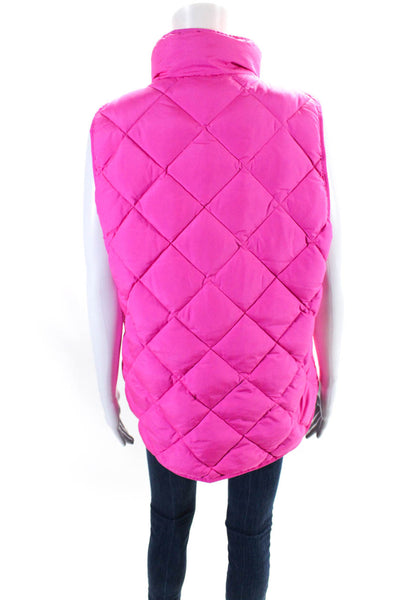 J Crew Women's Sleeveless Full Zip Pockets Quilted Puffer Vest Pink Size 4