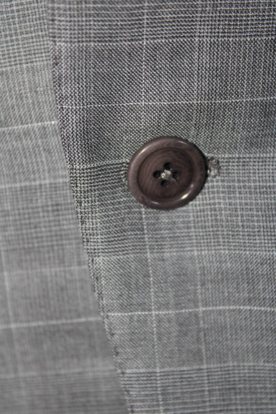 Richards Mens Wool Plaid Single Breasted Two Piece Suit Gray Size 54R