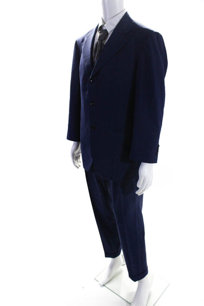 Vitale Barberis Mens Wool 2 Piece Single Breasted Suit Blue Size 40