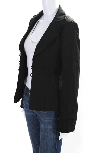 Nanette Lepore Womens Open Front Darted Collared Blazer Jacket Black Size 4