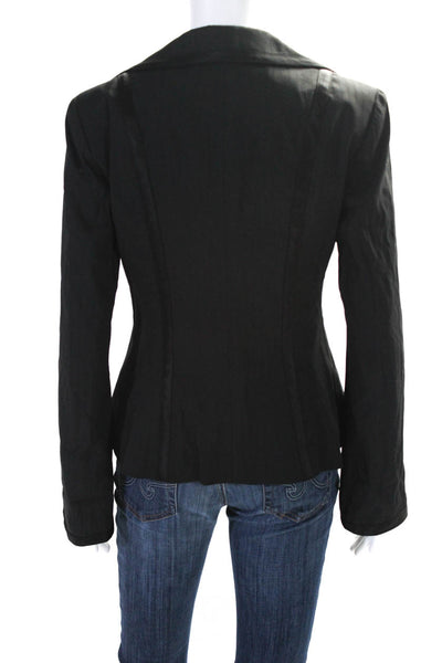 Nanette Lepore Womens Open Front Darted Collared Blazer Jacket Black Size 4