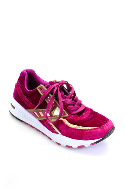 Brooks Regent Womens Velvet Low Top Lace Up Sneakers Violet Pink Gold Size 7