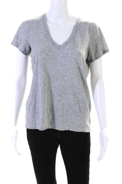 Rag & Bone Women's V-Neck Short Sleeves Basic T-Shirt Gray Size XS