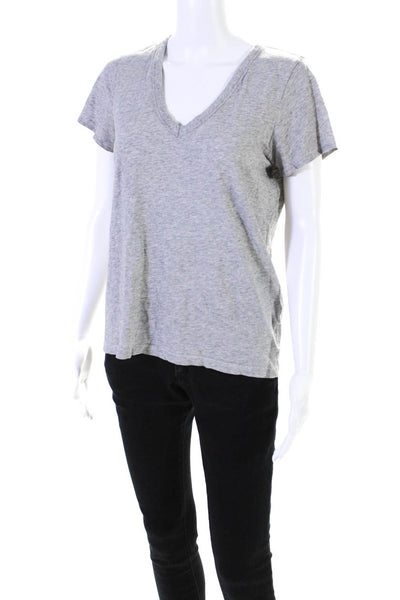 Rag & Bone Women's V-Neck Short Sleeves Basic T-Shirt Gray Size XS