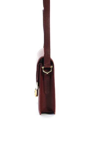 Les Must De Cartier Grained Leather Double Flap Frame Shoulder Handbag Burgundy