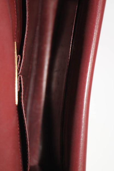 Les Must De Cartier Grained Leather Double Flap Frame Shoulder Handbag Burgundy