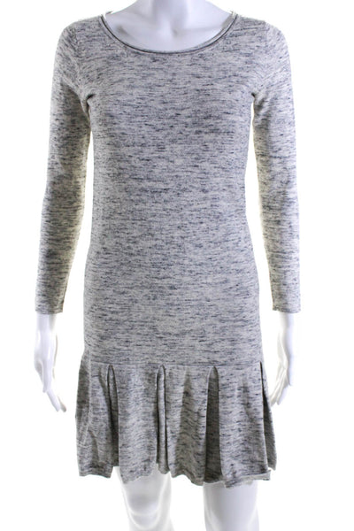 Joie Womens Long Sleeve Scoop Neck Ruffled Knit Sweater Dress Gray Size XS