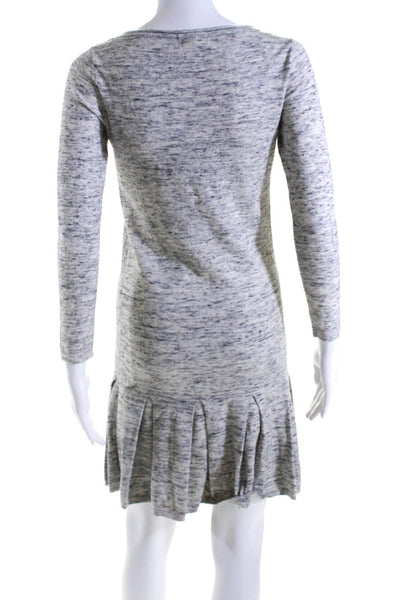 Joie Womens Long Sleeve Scoop Neck Ruffled Knit Sweater Dress Gray Size XS