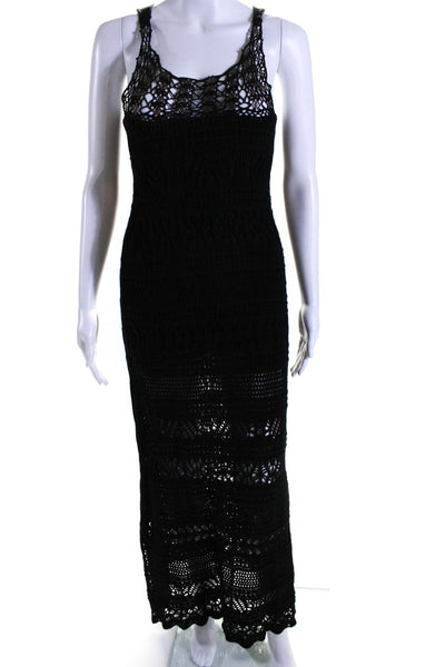 Cecilia Prado Womens Sleeveless Scoop Neck Crochet Knit Maxi Dress Black Size XS