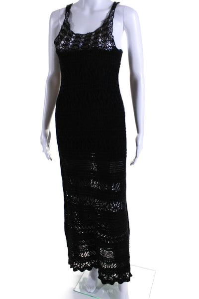 Cecilia Prado Womens Sleeveless Scoop Neck Crochet Knit Maxi Dress Black Size XS