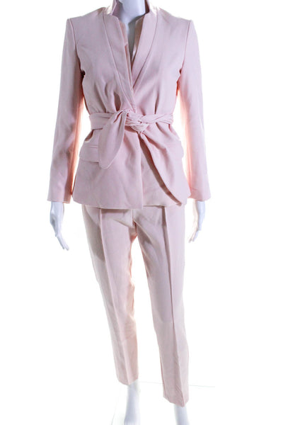 Notes Du Nord Womens Two Button Pleated Belted Pants Suit Pink Size 4