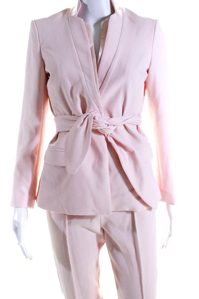 Notes Du Nord Womens Two Button Pleated Belted Pants Suit Pink Size 4