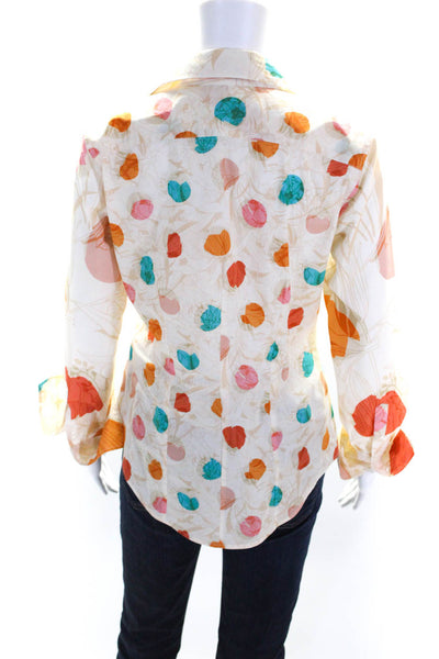 Borsa Donna Women's Collared Long Sleeves Button Polka Dot Floral Shirt Size 42