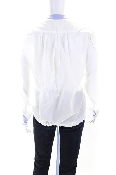 Borsa Donna Women's Round Neck Long Sleeves Cinch Waist Blouse White Size 42