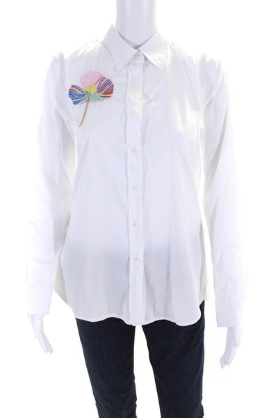 Borsa Donna Women's Collared Long Sleeves Button Down Shirt White Size 42