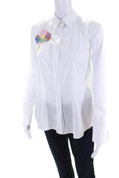 Borsa Donna Women's Collared Long Sleeves Button Down Shirt White Size 42