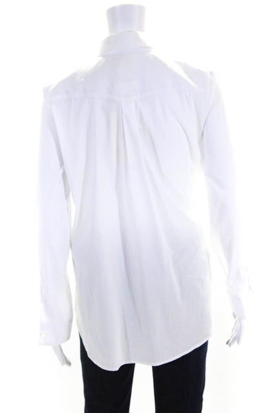 Borsa Donna Women's Collared Long Sleeves Button Down Shirt White Size 42