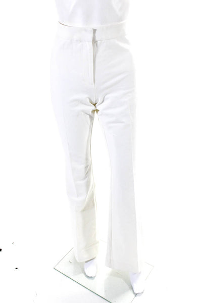 10 Crosby Derek Lam Womens Mid Rise Pleated Flare Pants White Size 8