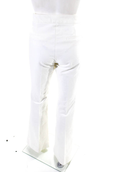 10 Crosby Derek Lam Womens Mid Rise Pleated Flare Pants White Size 8