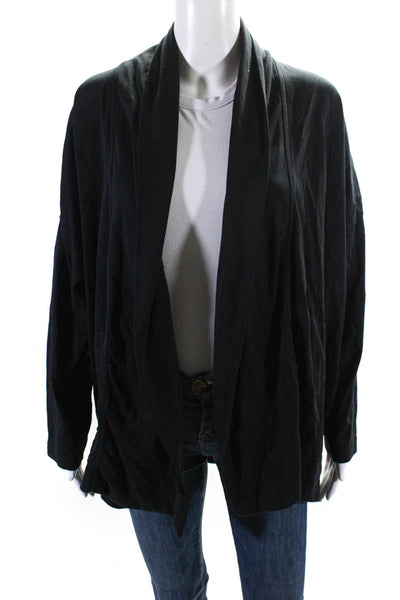 Eskandar Womens Cotton Long Sleeve Open Front Cardigan Black Size OS