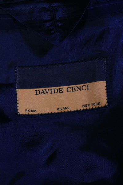 Davide Cenci Mens Pinstripe Two Button Blazer Jacket Navy Blue Size IT 52