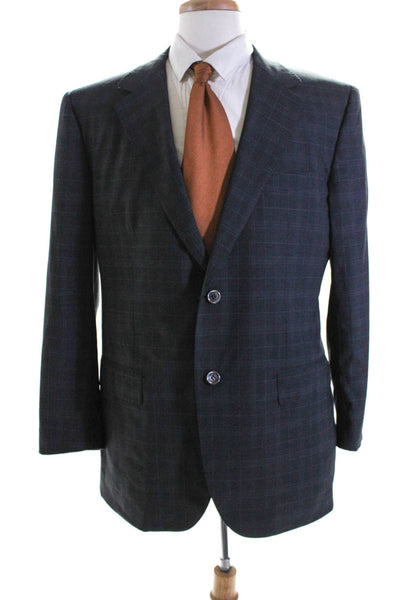 Tincati Mens Check Print Two Button Notched Collar Blazer Jacket Gray Size IT 54