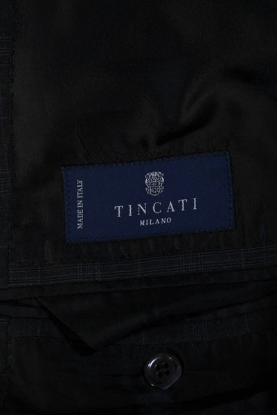 Tincati Mens Check Print Two Button Notched Collar Blazer Jacket Gray Size IT 54