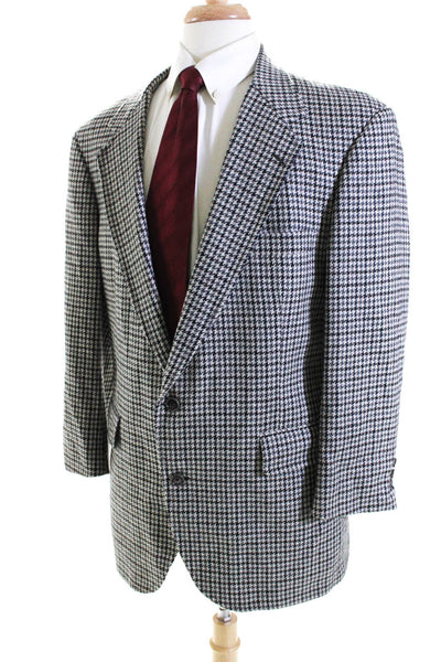 Southwick Mens Gray Houndstooth Two Button Long Sleeve Blazer Size 42