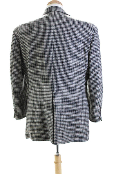 Southwick Mens Gray Houndstooth Two Button Long Sleeve Blazer Size 42