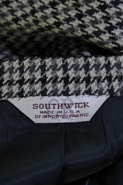 Southwick Mens Gray Houndstooth Two Button Long Sleeve Blazer Size 42