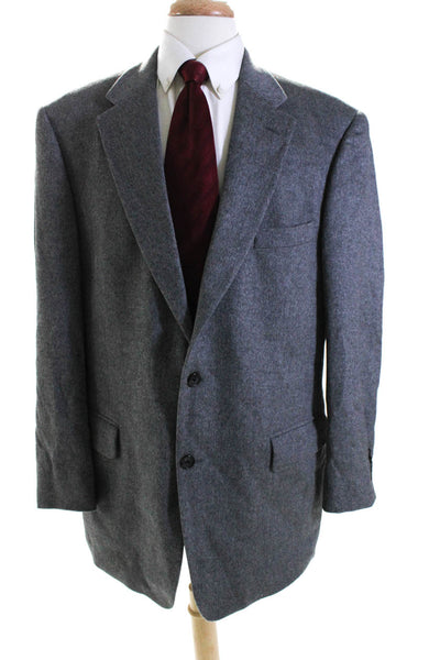 Bill Blass Mens Solid Gray Wool Two Button Long Sleeve Blazer Size 44L