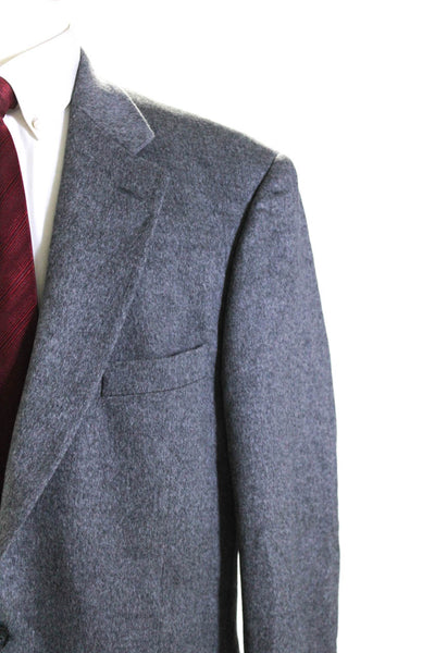 Bill Blass Mens Solid Gray Wool Two Button Long Sleeve Blazer Size 44L