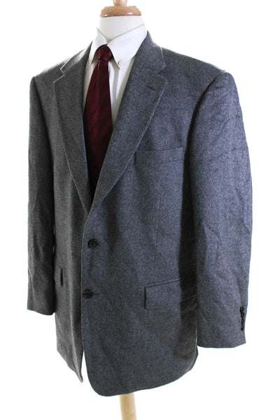 Bill Blass Mens Solid Gray Wool Two Button Long Sleeve Blazer Size 44L