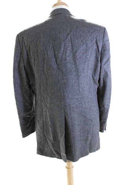 Bill Blass Mens Solid Gray Wool Two Button Long Sleeve Blazer Size 44L