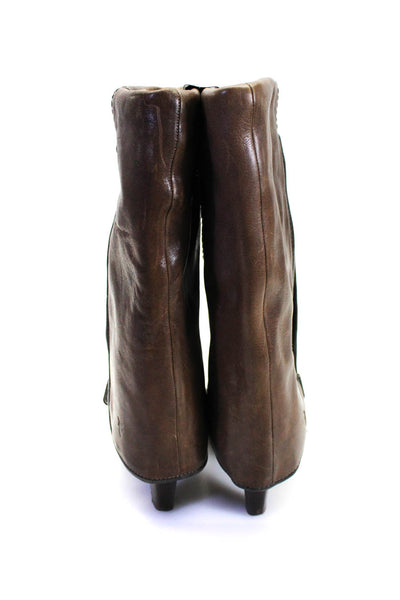 The Frye Company Womens Leather Fold Over Piping Zip Dannika Boots Brown Size 9