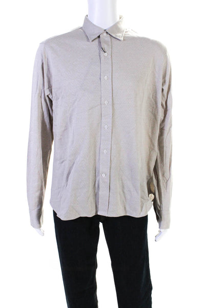 34 Heritage Men Star Long Sleeve Jersey Button Up Shirt Simply Taupe Size Large