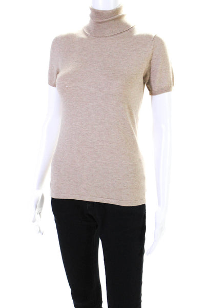 Max Mara Womens Short Sleeve Turtleneck Knit Shirt Brown Wool Size Small