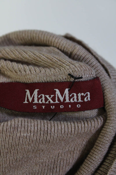 Max Mara Womens Short Sleeve Turtleneck Knit Shirt Brown Wool Size Small