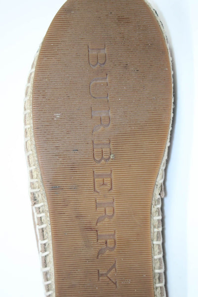 Burberry Womens Novacheck Plaid Espadrille Slide On Flats Beige Size 8 Medium