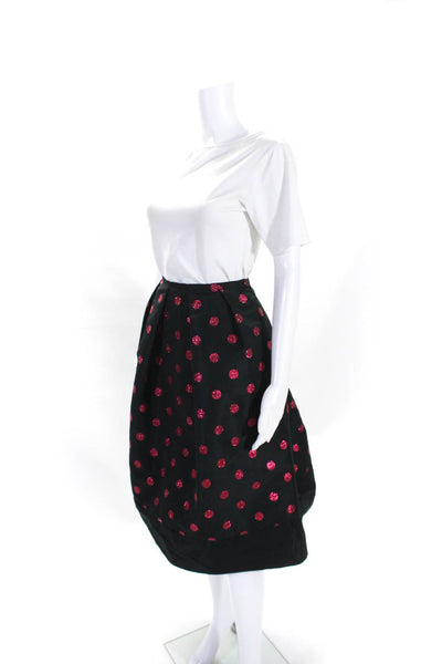 RED Valentino Womens Black Polka Dot Pleated Knee Length A-Line Skirt Size 40