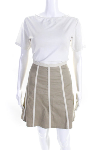 Proenza Schouler Womens Khaki Cotton Knee Length A-Line Skirt Size 3