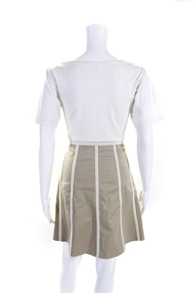 Proenza Schouler Womens Khaki Cotton Knee Length A-Line Skirt Size 3