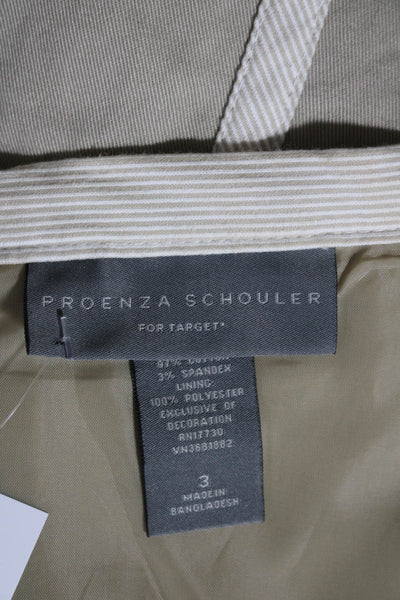 Proenza Schouler Womens Khaki Cotton Knee Length A-Line Skirt Size 3