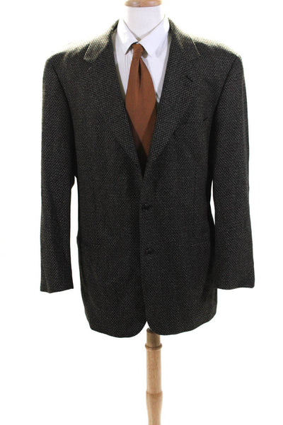 Boss Hugo Boss Mens Three Button Notched Lapel Blazer Jacket Brown Black 42L